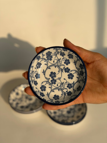 مزه خوری سرامیکی وارداتی دنی هوم طرح گل آبی | ظرف سرو مزه و تنقلات