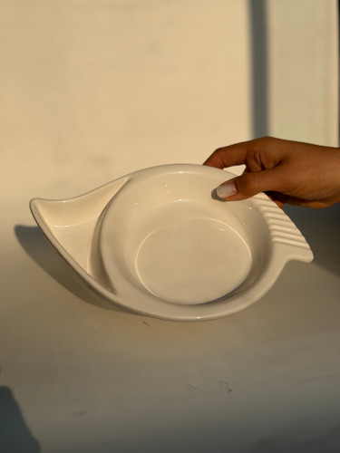 اردوخوری سرامیک سفید طرح مدرن ظرف سرو مزه و تنقلات