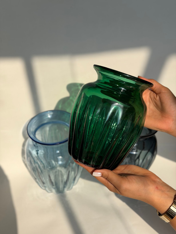 گلدون شیشه ای رنگی شقایق رومیزی