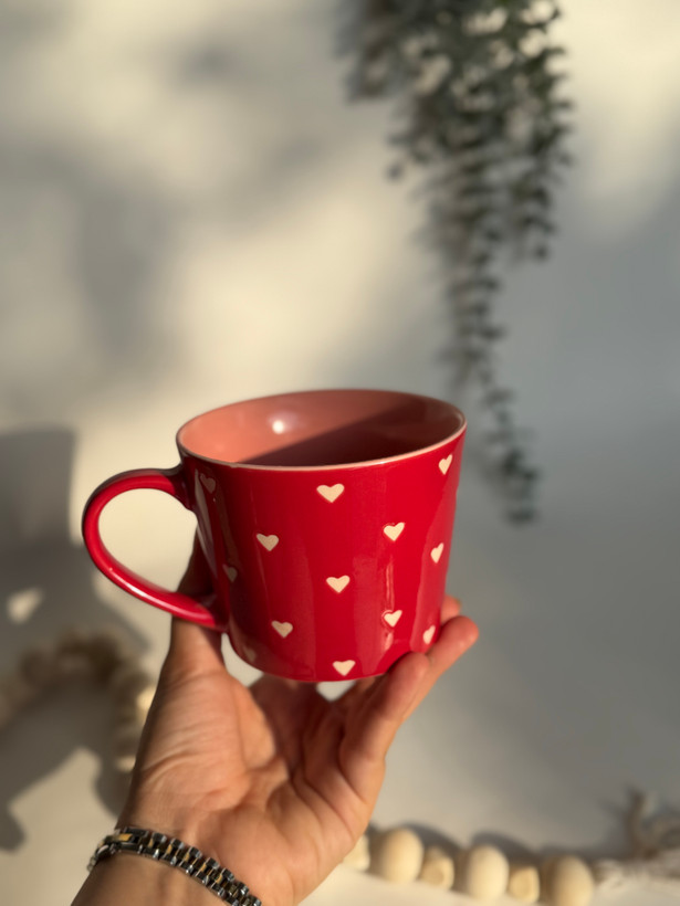 ماگ سرامیکی رنگی طرح قلب