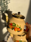 کتری و قوری لعابی ترکیه دسته بالا طرحدار