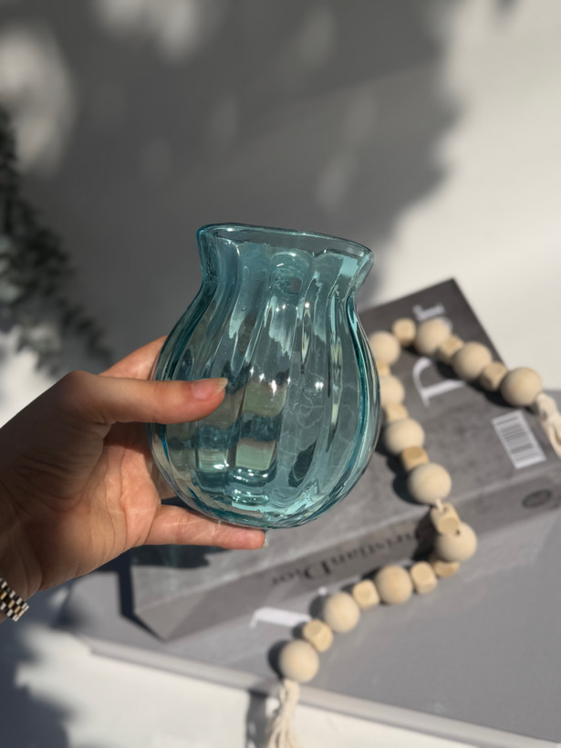 گلدون شیشه ای دیواری رنگی دکوری دست ساز