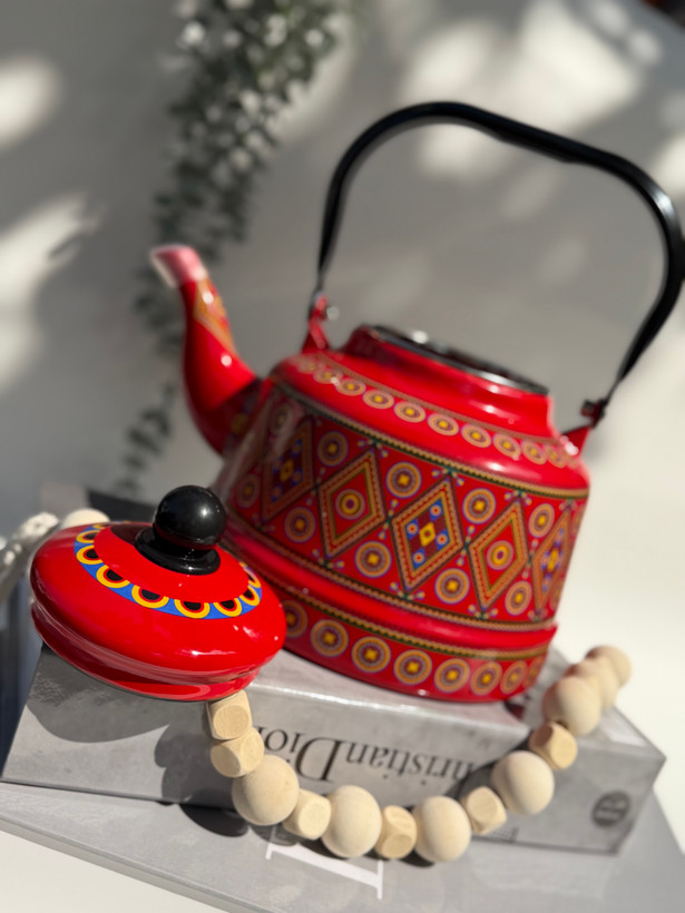 کتری لعابی مراکشی طرح سنتی ۲/۵ لیتری