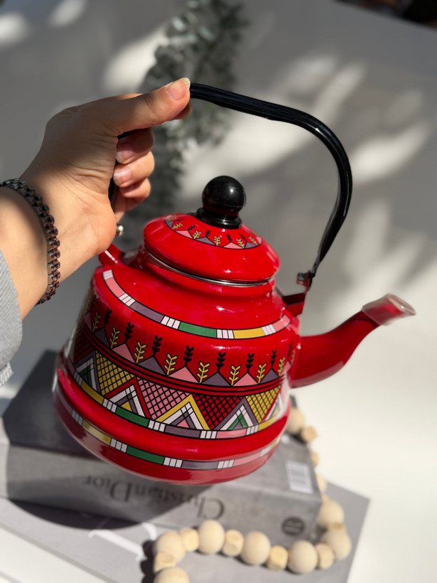 کتری لعابی مراکشی طرح سنتی ۲/۵ لیتری